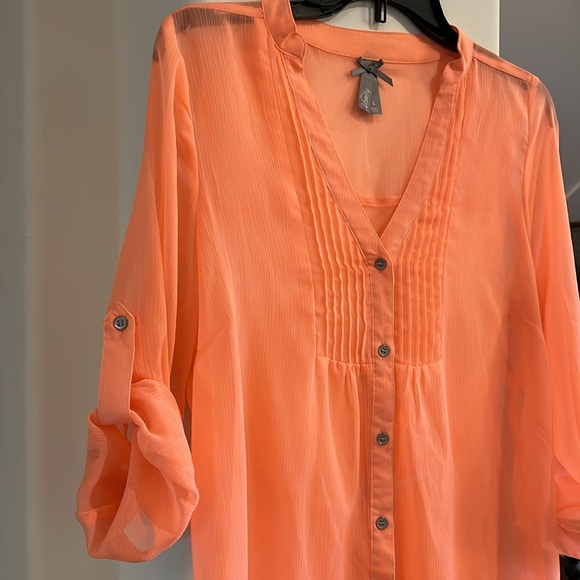 Neon Orange Peach Top Size Large - Picture 5 of 5